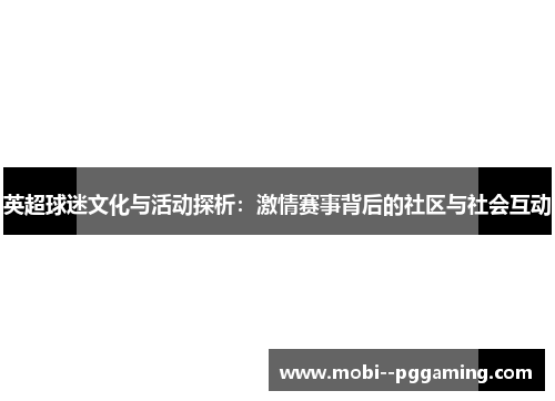 英超球迷文化与活动探析:激情赛事背后的社区与社会互动 英超球迷文化与活动探析:激情赛事背后的社区与社会互动